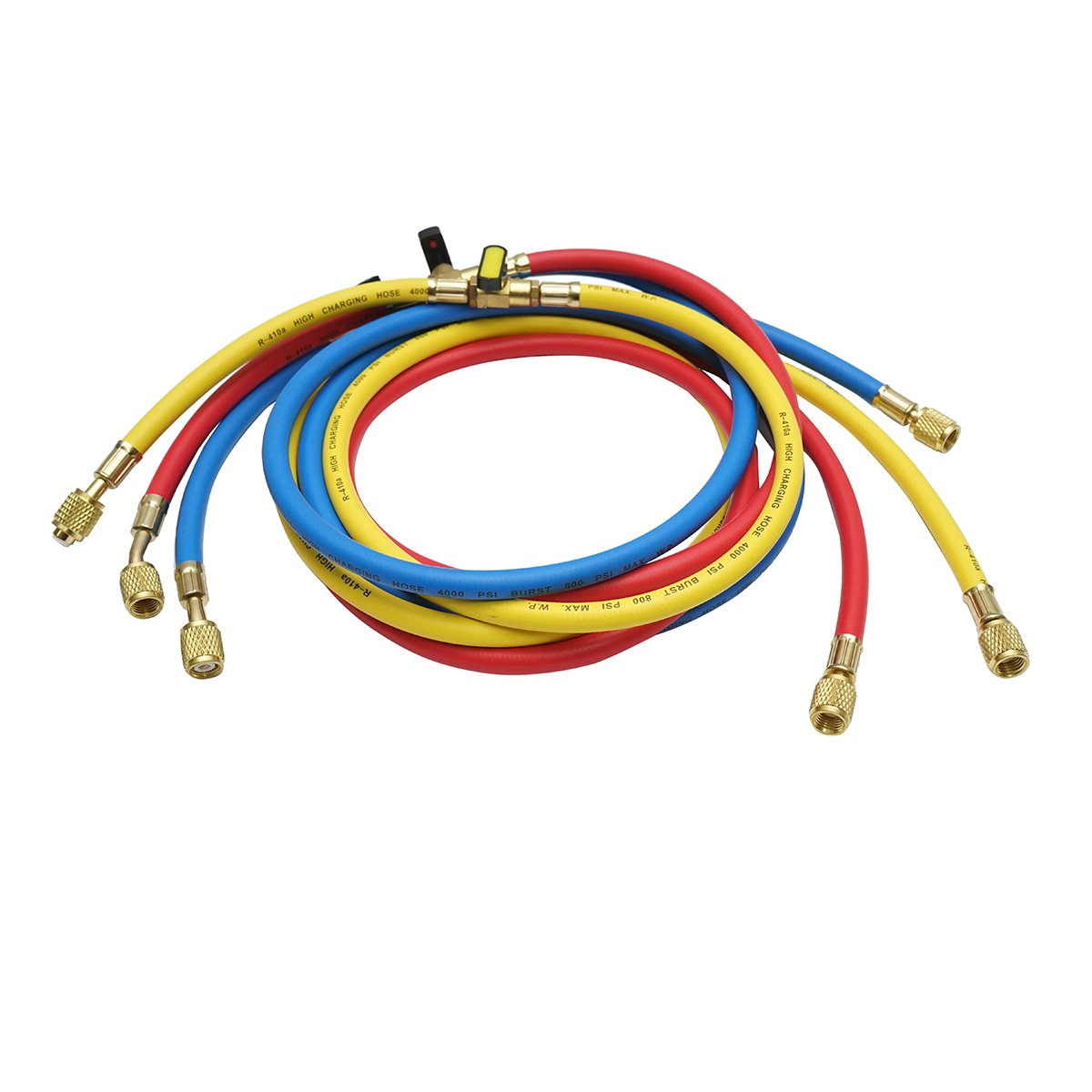 Set furtun cu robinet 180 cm 3 culori pentru incarcare freon R-410a